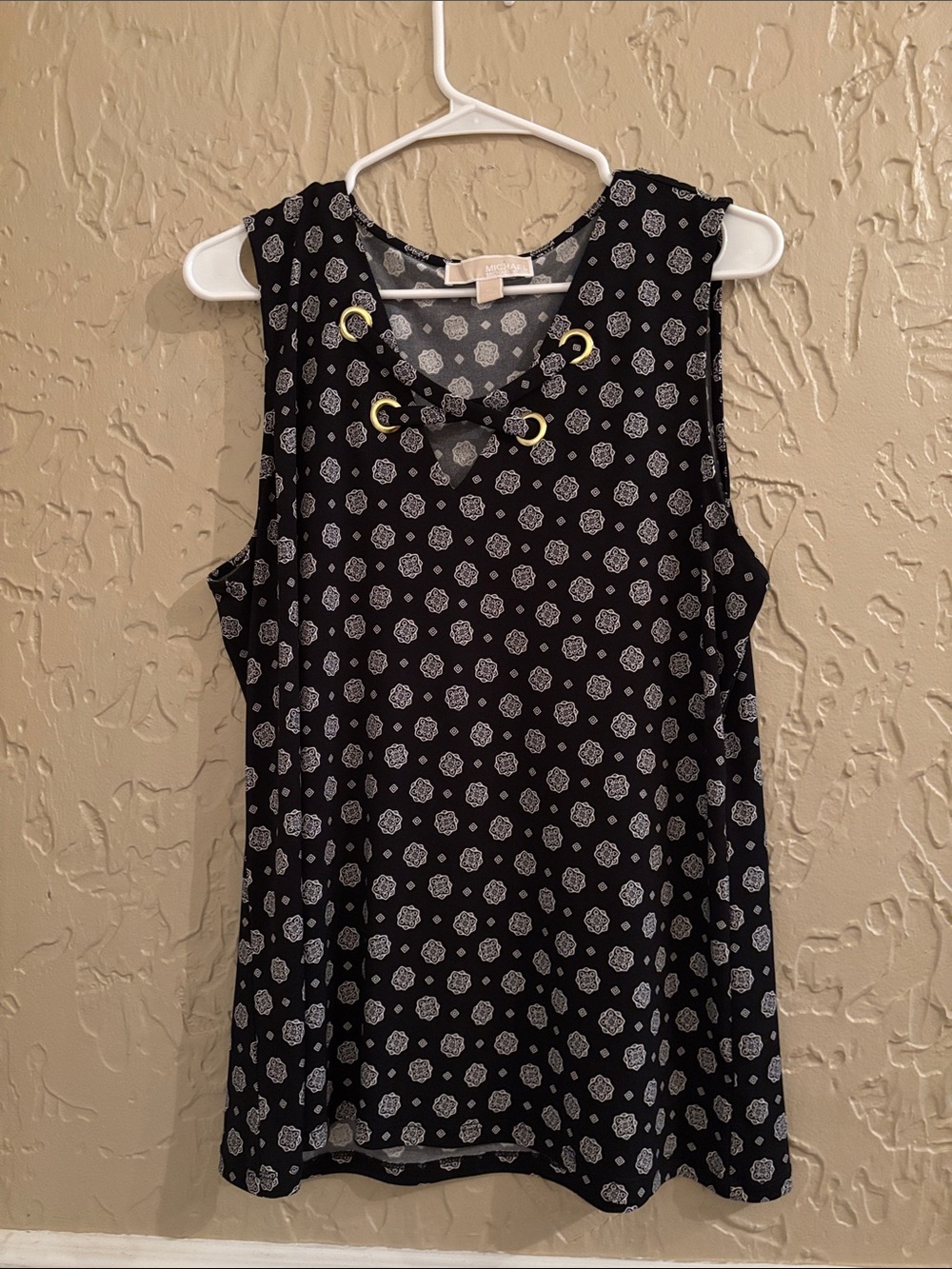 Michael Kors Black and White Sleeveless Blouse